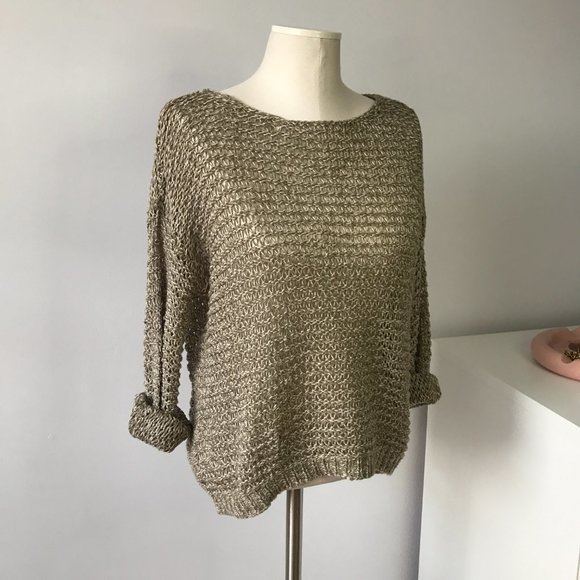 Knitted Khaki Coloured See-through Sweater - Picture 7 of 8